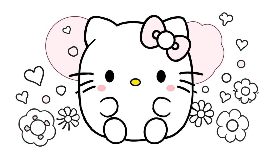 Hello Kitty Squishmallow Coloring Pages for Kids 3 Hello Kitty Squishmallow Coloring Pages for Kids